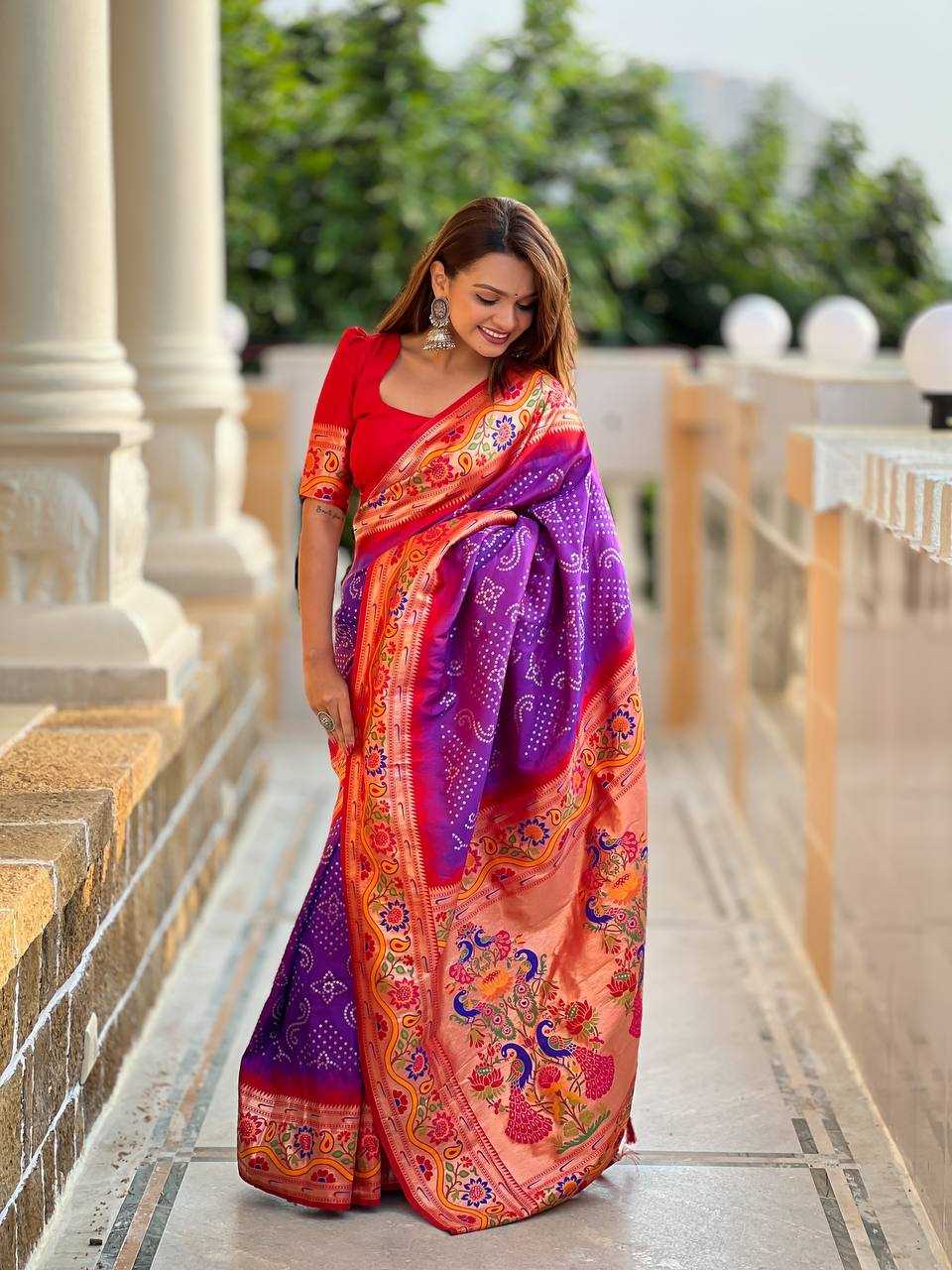 Ynf Paithani Silk RIN150 Bandhani Paithani Silk Sarees Wholesale Paithani Sarees Printed Silk Saree Party Wear Silk Sarees Manufacturer