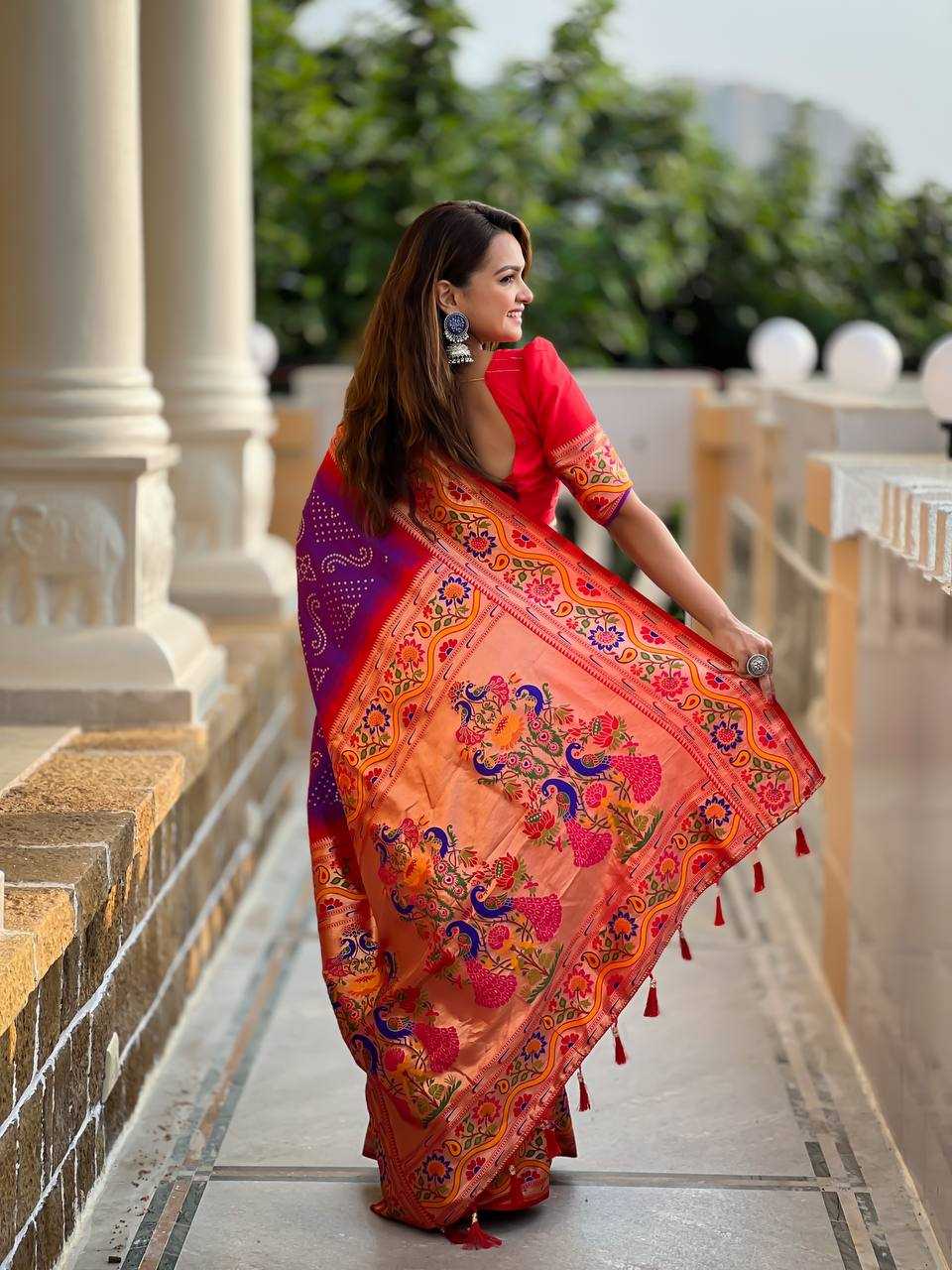 Ynf Paithani Silk RIN150 Bandhani Paithani Silk Sarees Wholesale Paithani Sarees Printed Silk Saree Party Wear Silk Sarees Manufacturer