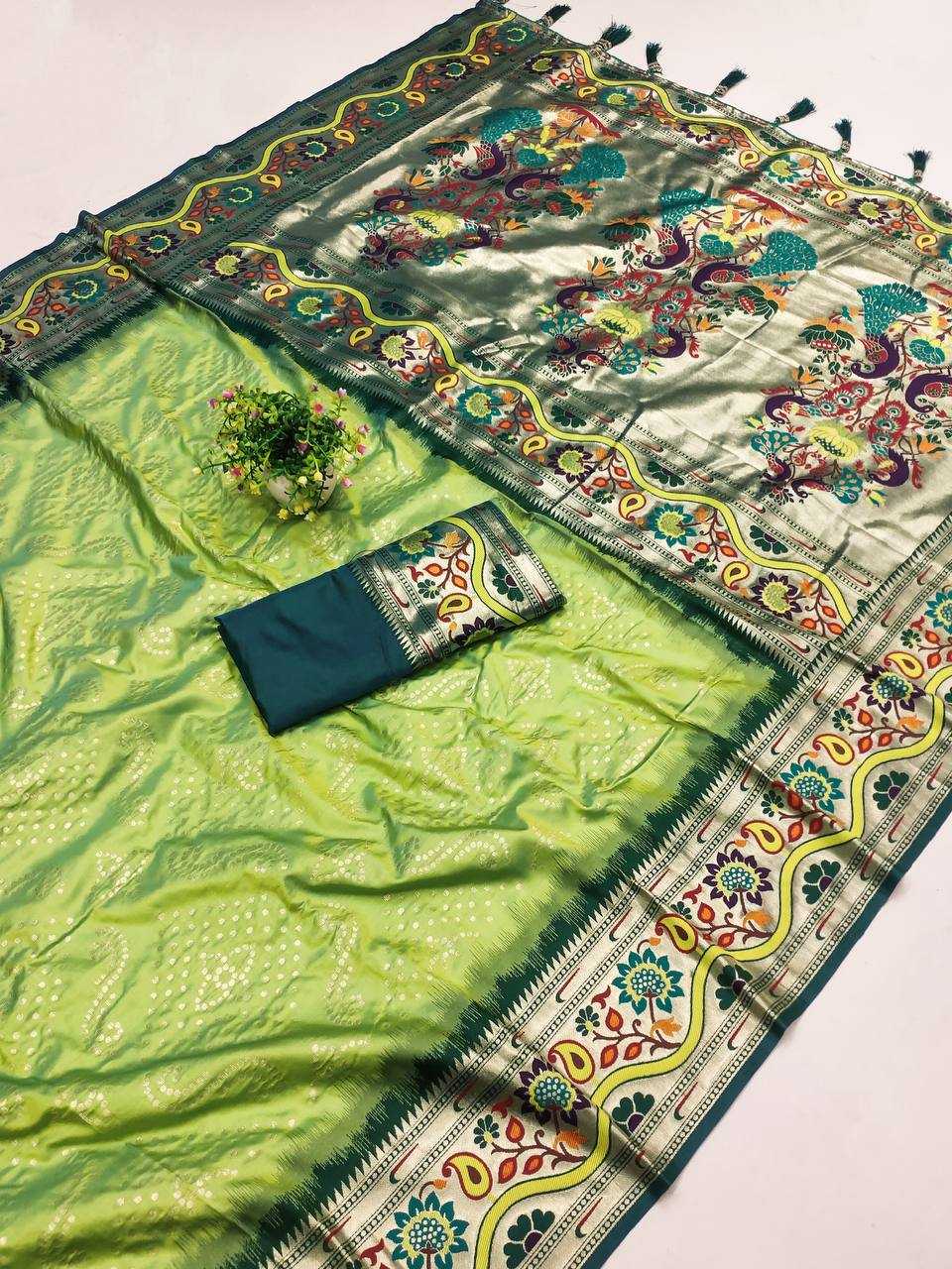 Ynf Paithani Silk RIN150 Bandhani Paithani Silk Sarees Wholesale Paithani Sarees Printed Silk Saree Party Wear Silk Sarees Manufacturer