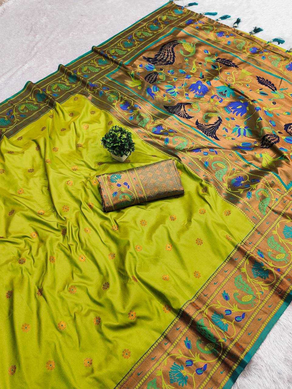 Ynf Paithani Silk RIN150 Coin Paithani Silk Sarees Wholesale Paithani Sarees Heavy Silk Sarees Zari Border Silk Sarees Manufacturer