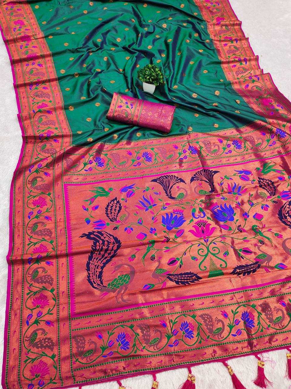 Ynf Paithani Silk RIN150 Coin Paithani Silk Sarees Wholesale Paithani Sarees Heavy Silk Sarees Zari Border Silk Sarees Manufacturer