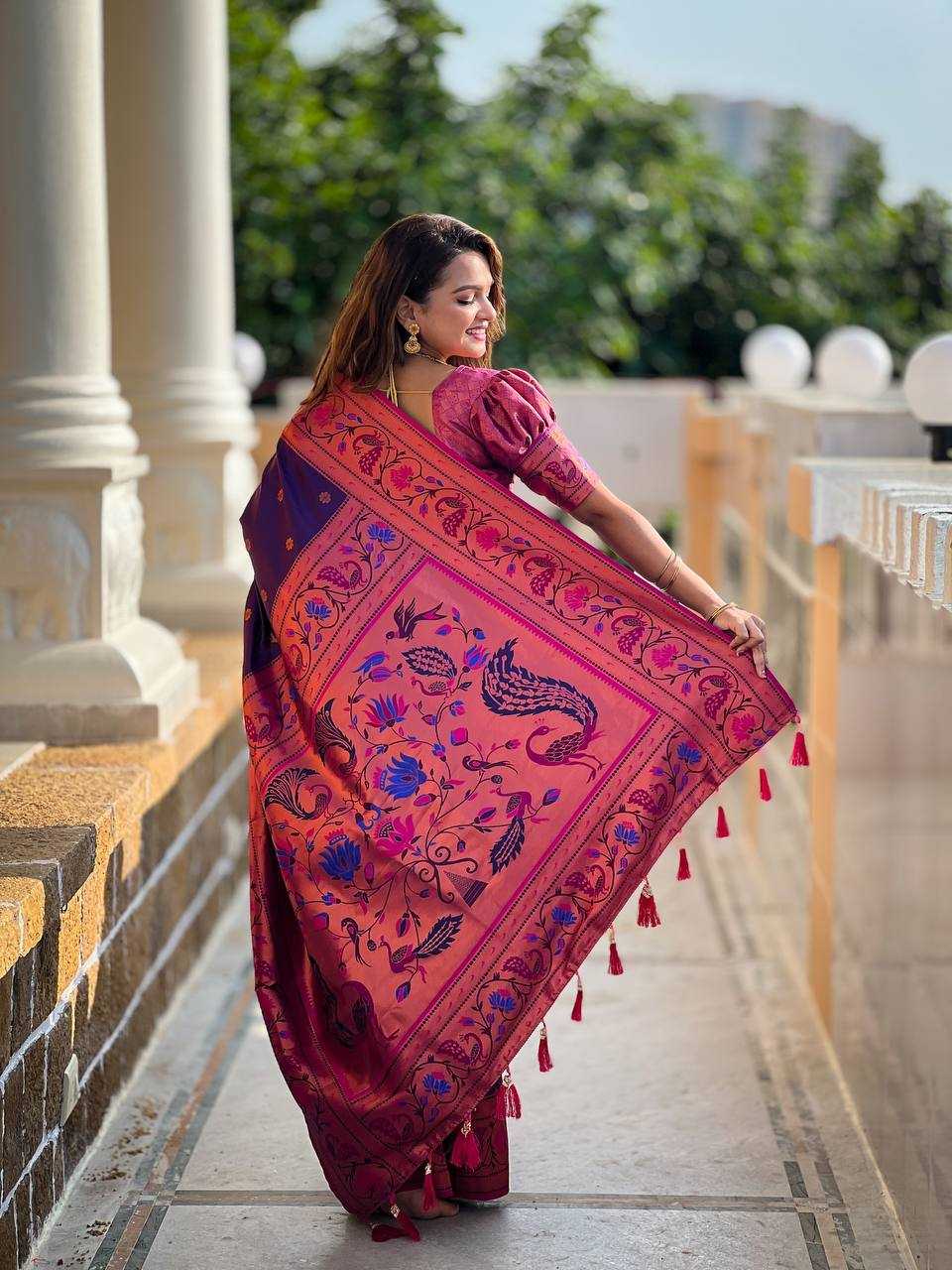 Ynf Paithani Silk RIN150 Coin Paithani Silk Sarees Wholesale Paithani Sarees Heavy Silk Sarees Zari Border Silk Sarees Manufacturer