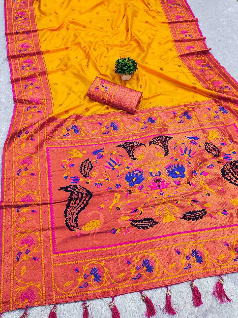 Ynf Paithani Silk RIN150 Coin Paithani Silk Sarees Wholesale Paithani Sarees Heavy Silk Sarees Zari Border Silk Sarees Manufacturer