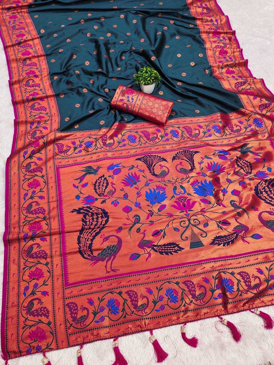 Ynf Paithani Silk RIN150 Coin Paithani Silk Sarees Wholesale Paithani Sarees Heavy Silk Sarees Zari Border Silk Sarees Manufacturer