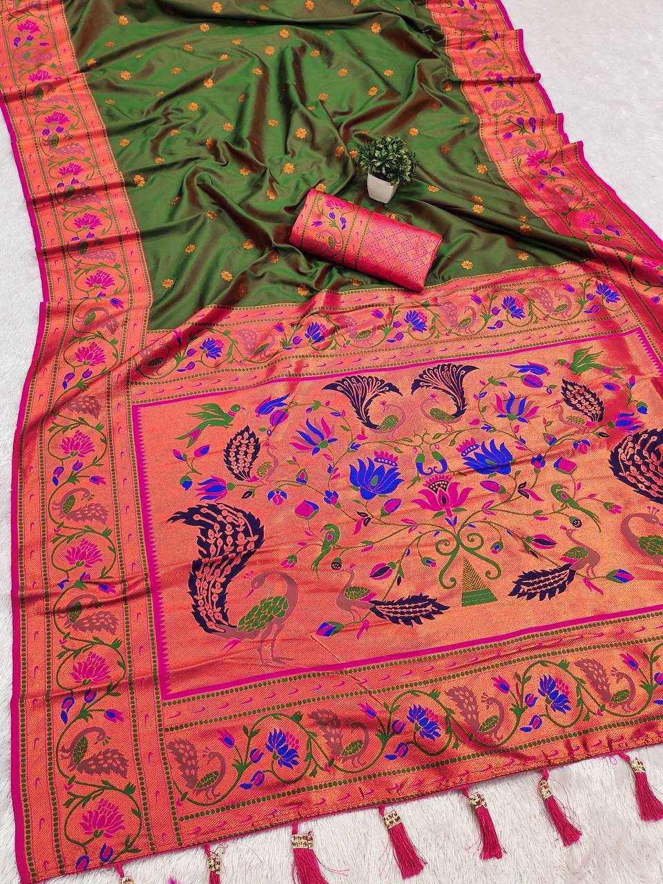 Ynf Paithani Silk RIN150 Coin Paithani Silk Sarees Wholesale Paithani Sarees Heavy Silk Sarees Zari Border Silk Sarees Manufacturer