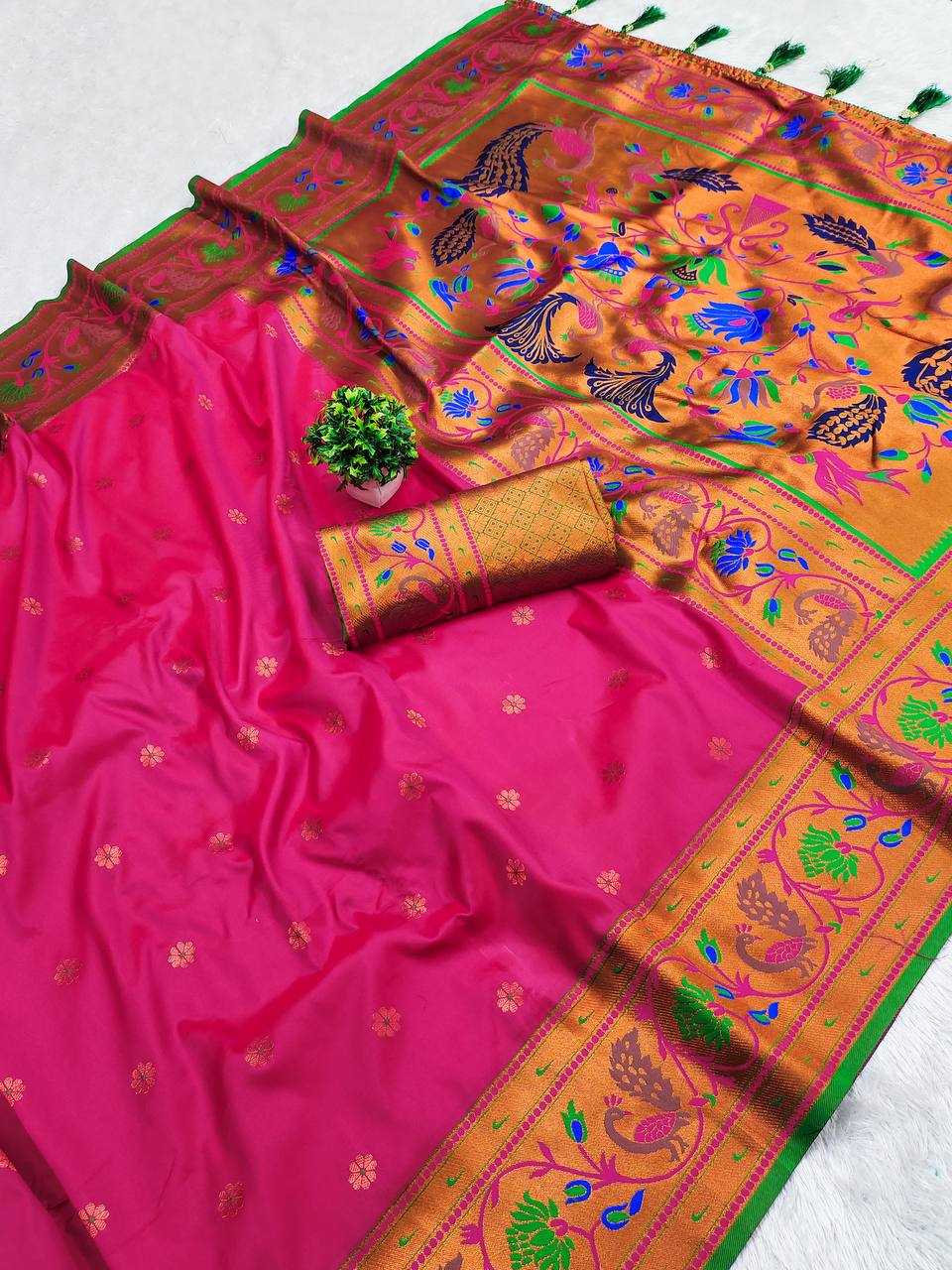 Ynf Paithani Silk RIN150 Coin Paithani Silk Sarees Wholesale Paithani Sarees Heavy Silk Sarees Zari Border Silk Sarees Manufacturer