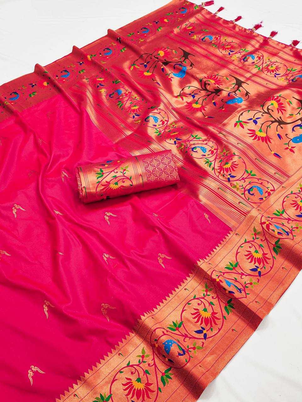 Ynf Paithani Silk RIN150 Harmony Paithani-2 Silk Sarees Wholesale Paithani Sarees Heavy Silk Sarees Zari Border Silk Sarees Manufacturer