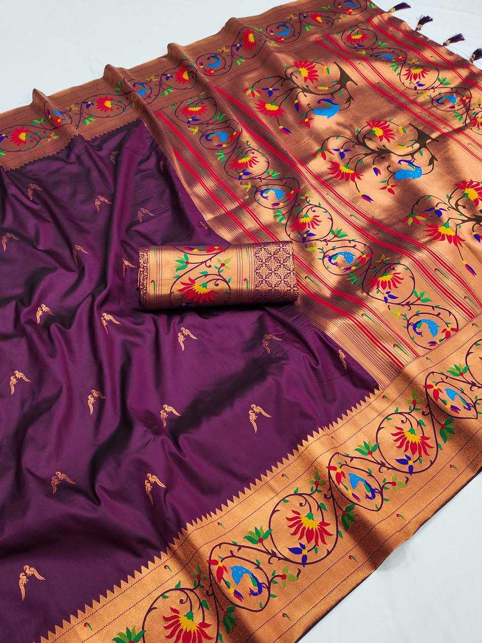 Ynf Paithani Silk RIN150 Harmony Paithani-2 Silk Sarees Wholesale Paithani Sarees Heavy Silk Sarees Zari Border Silk Sarees Manufacturer