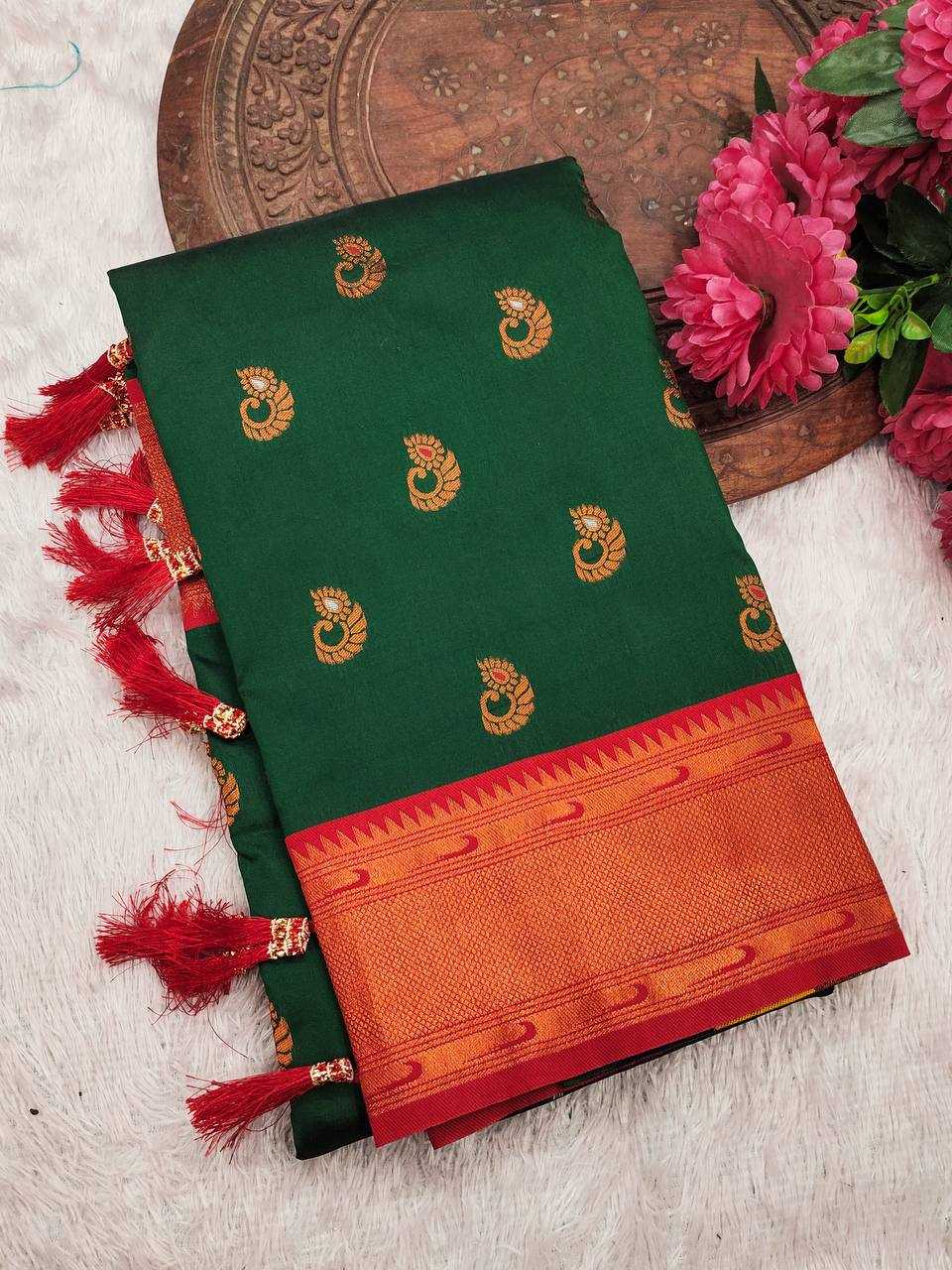 Ynf Paithani Silk RIN150 Nath Paithani -1 Silk Sarees Wholesale Paithani Sarees Heavy Silk Sarees Zari Border Silk Sarees Manufacturer