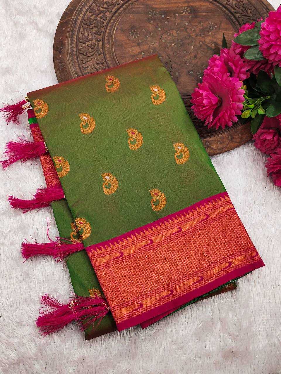 Ynf Paithani Silk RIN150 Nath Paithani -1 Silk Sarees Wholesale Paithani Sarees Heavy Silk Sarees Zari Border Silk Sarees Manufacturer