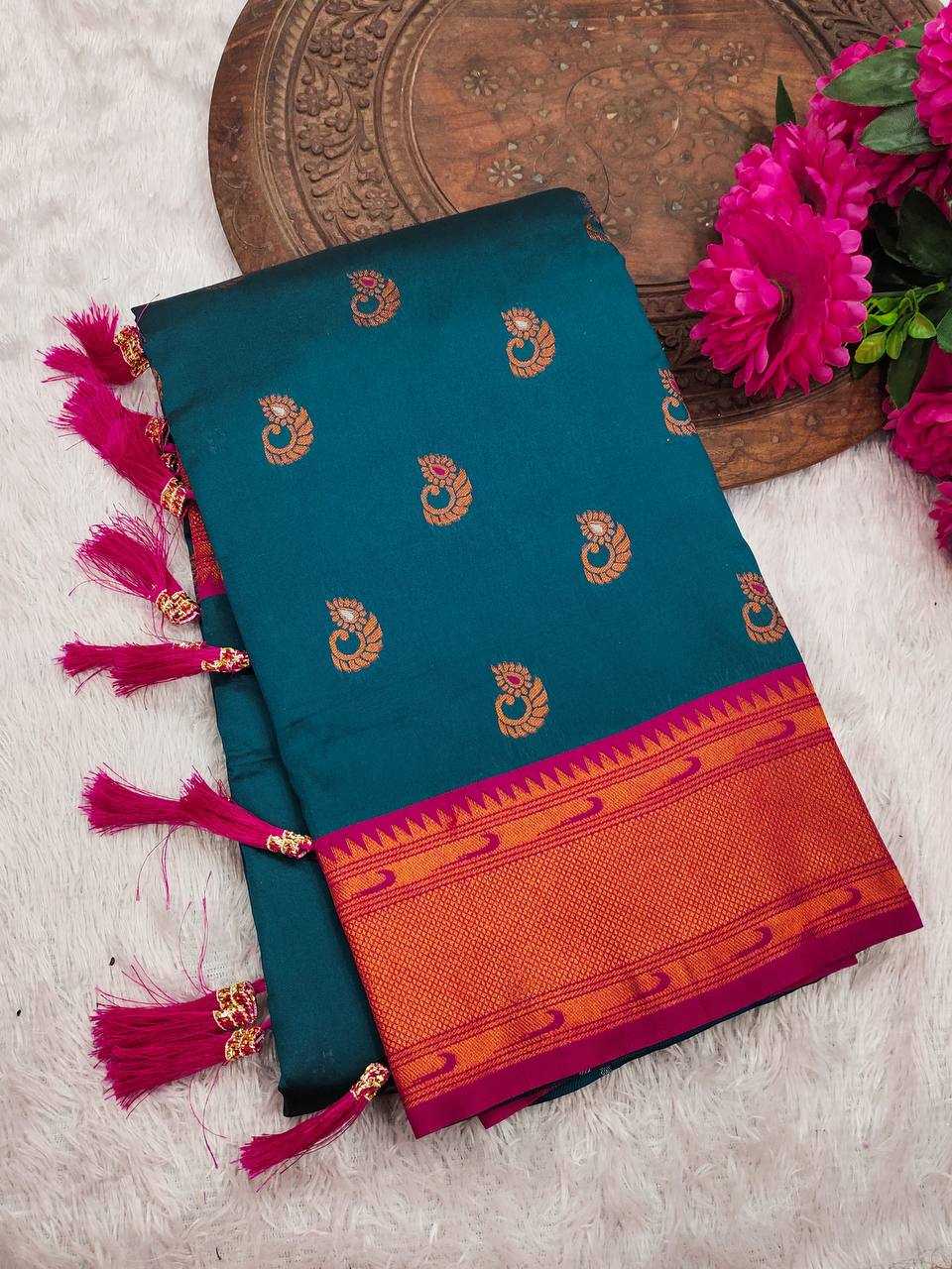 Ynf Paithani Silk RIN150 Nath Paithani -1 Silk Sarees Wholesale Paithani Sarees Heavy Silk Sarees Zari Border Silk Sarees Manufacturer