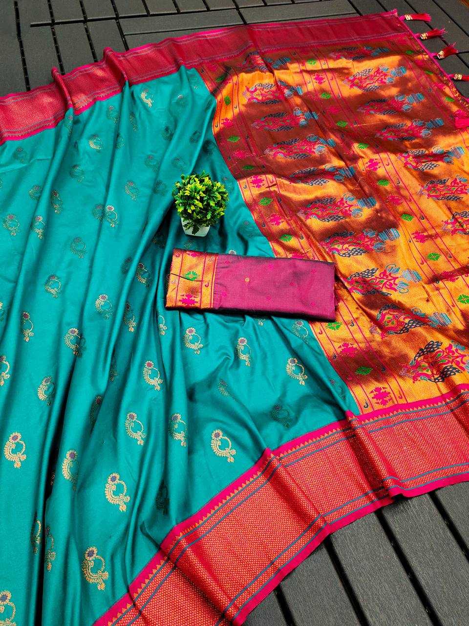 Ynf Paithani Silk RIN150 Nath Paithani -2 Silk Sarees Wholesale Paithani Sarees Heavy Silk Sarees Zari Border Silk Sarees Manufacturer