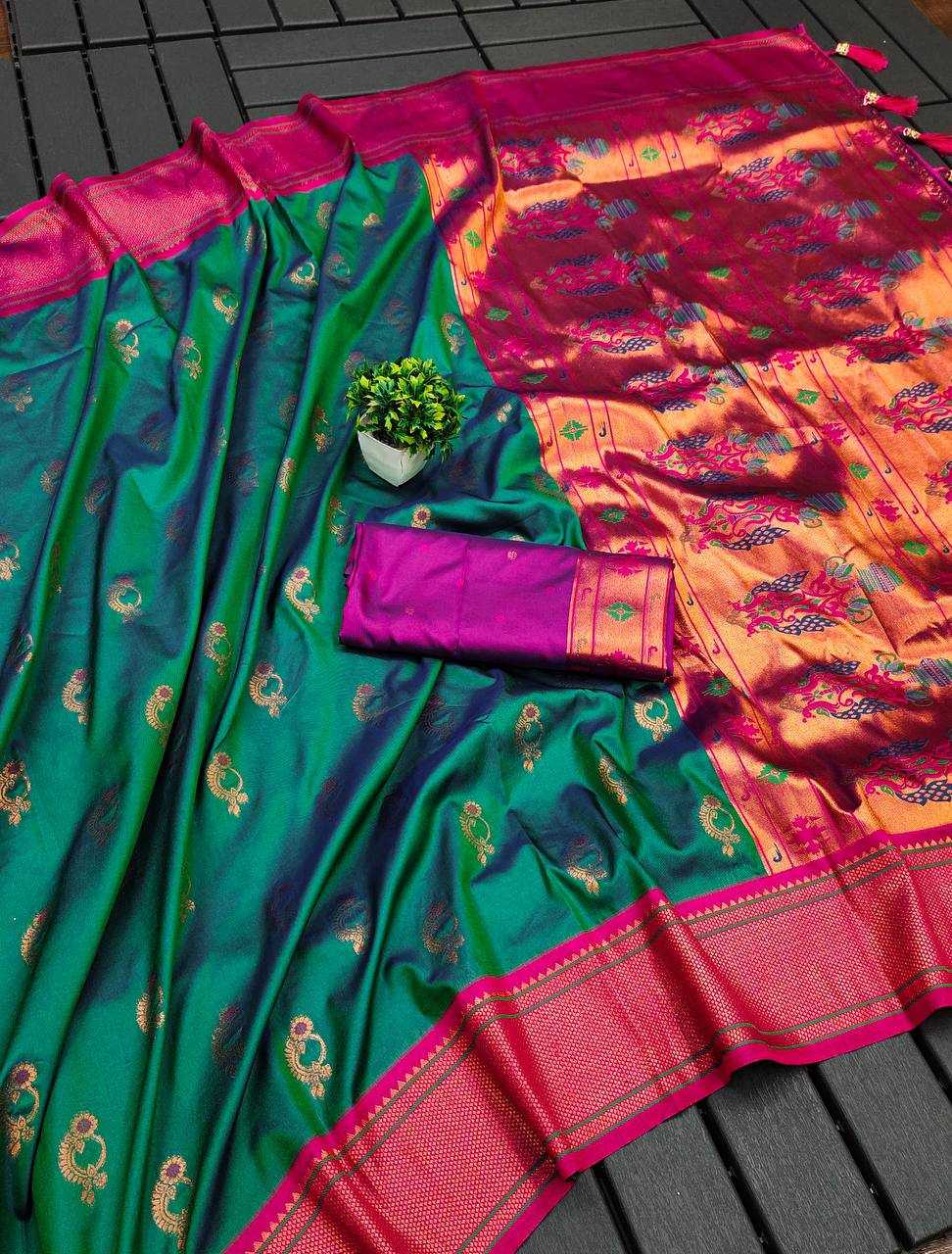 Ynf Paithani Silk RIN150 Nath Paithani -2 Silk Sarees Wholesale Paithani Sarees Heavy Silk Sarees Zari Border Silk Sarees Manufacturer