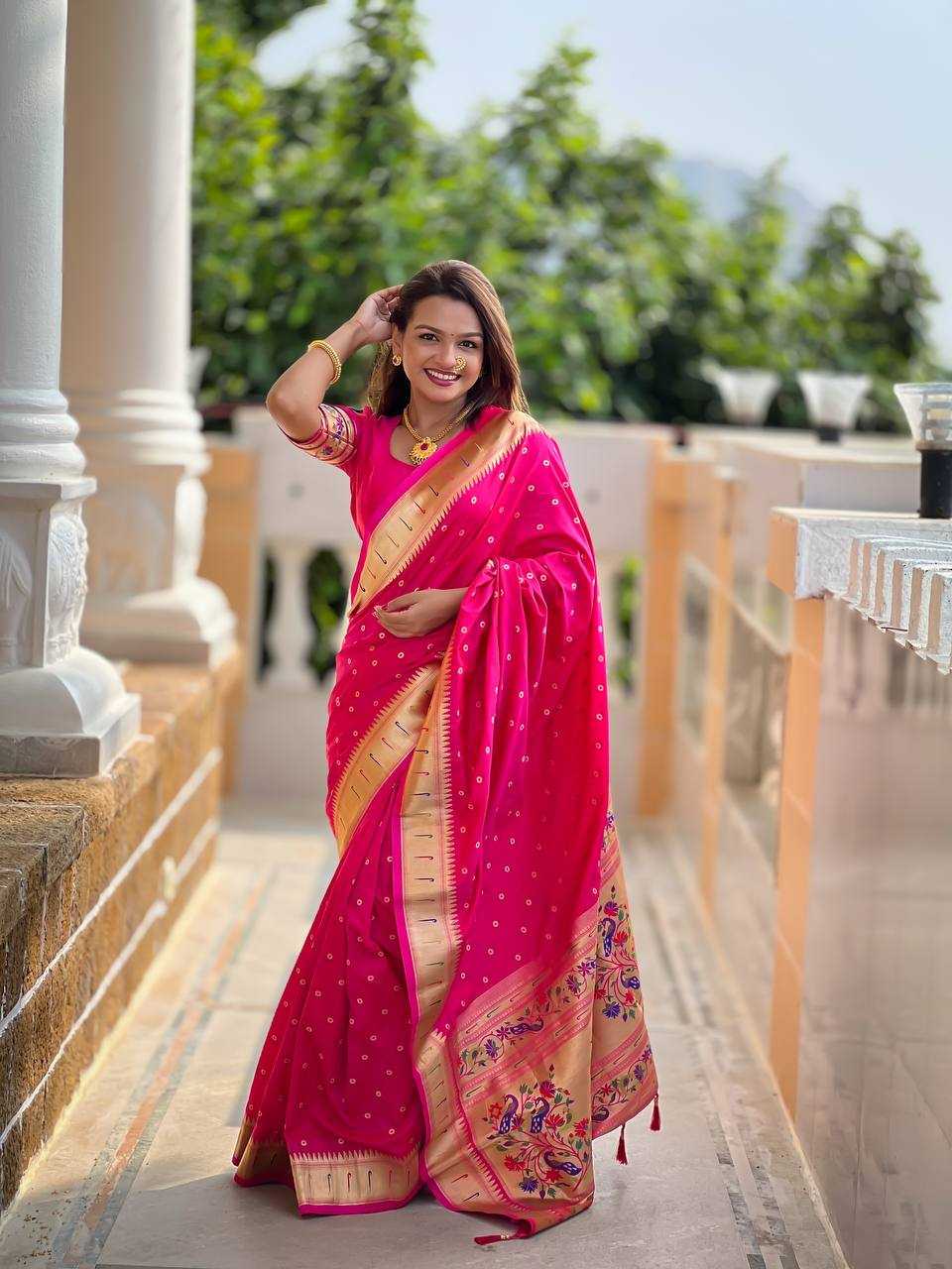 Ynf Paithani Silk RIN150 Nx-211 Paithani Silk Sarees Wholesale Paithani Sarees Heavy Silk Sarees Zari Border Silk Sarees Manufacturer