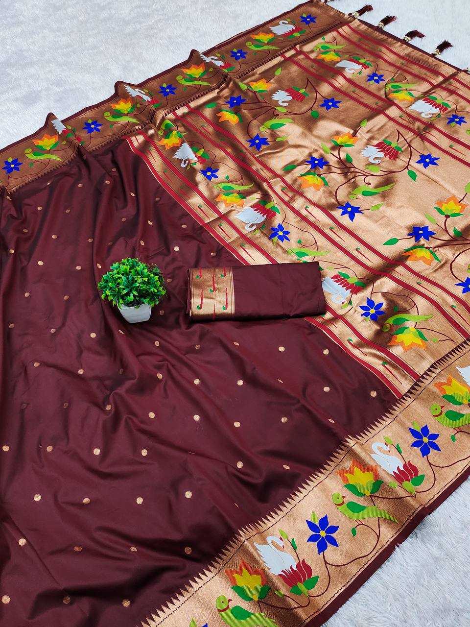 Ynf Paithani Silk RIN150 Rajhans Pethani Silk Sarees Wholesale Paithani Sarees Heavy Silk Sarees Soft Silk Sarees Manufacturer