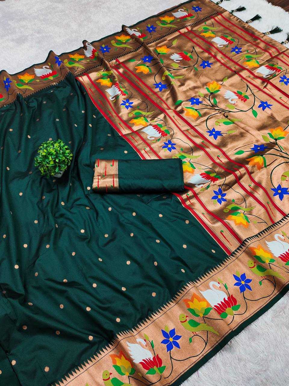 Ynf Paithani Silk RIN150 Rajhans Pethani Silk Sarees Wholesale Paithani Sarees Heavy Silk Sarees Soft Silk Sarees Manufacturer