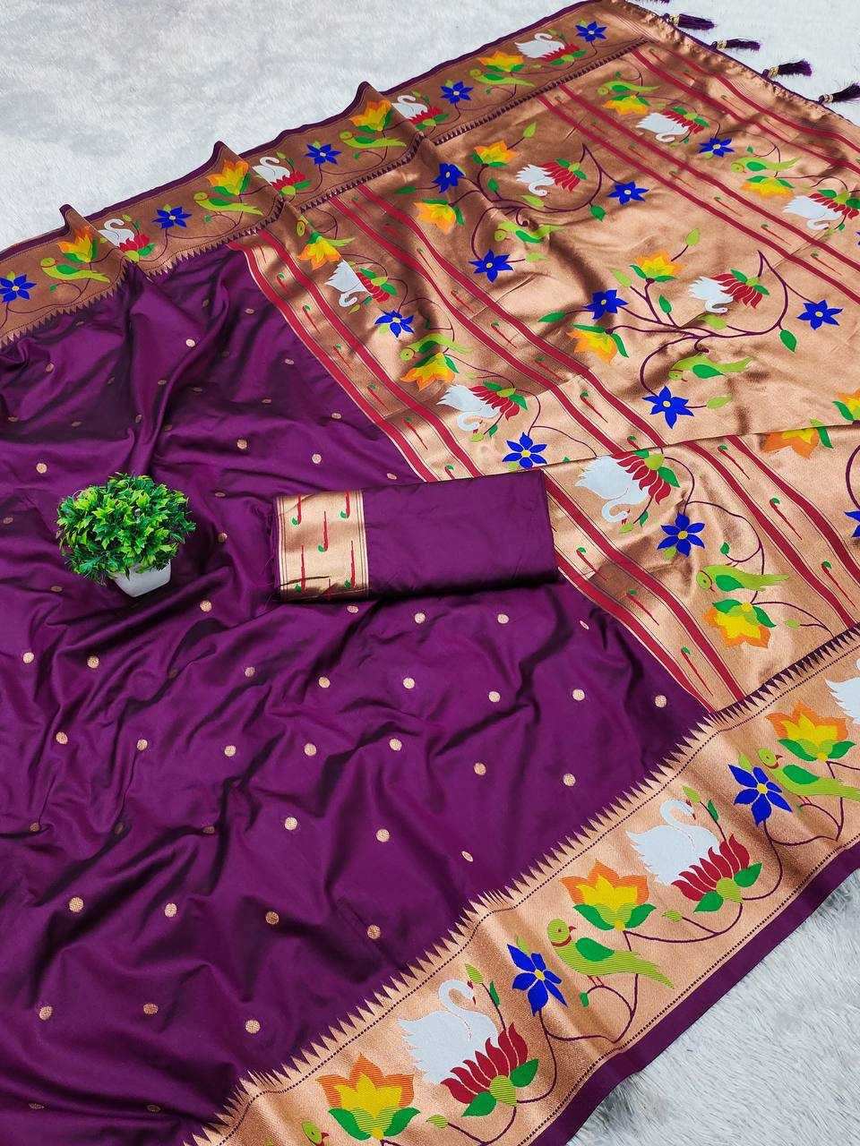 Ynf Paithani Silk RIN150 Rajhans Pethani Silk Sarees Wholesale Paithani Sarees Heavy Silk Sarees Soft Silk Sarees Manufacturer