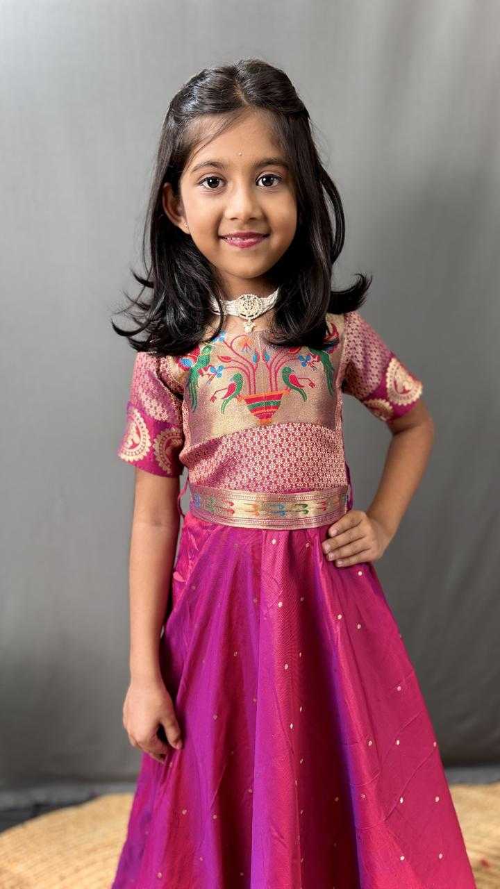 Ynf Paithani Silk RIN192 8072 Kids Wear Wholesale Kids Lehenga Kids Gown Manufacturer