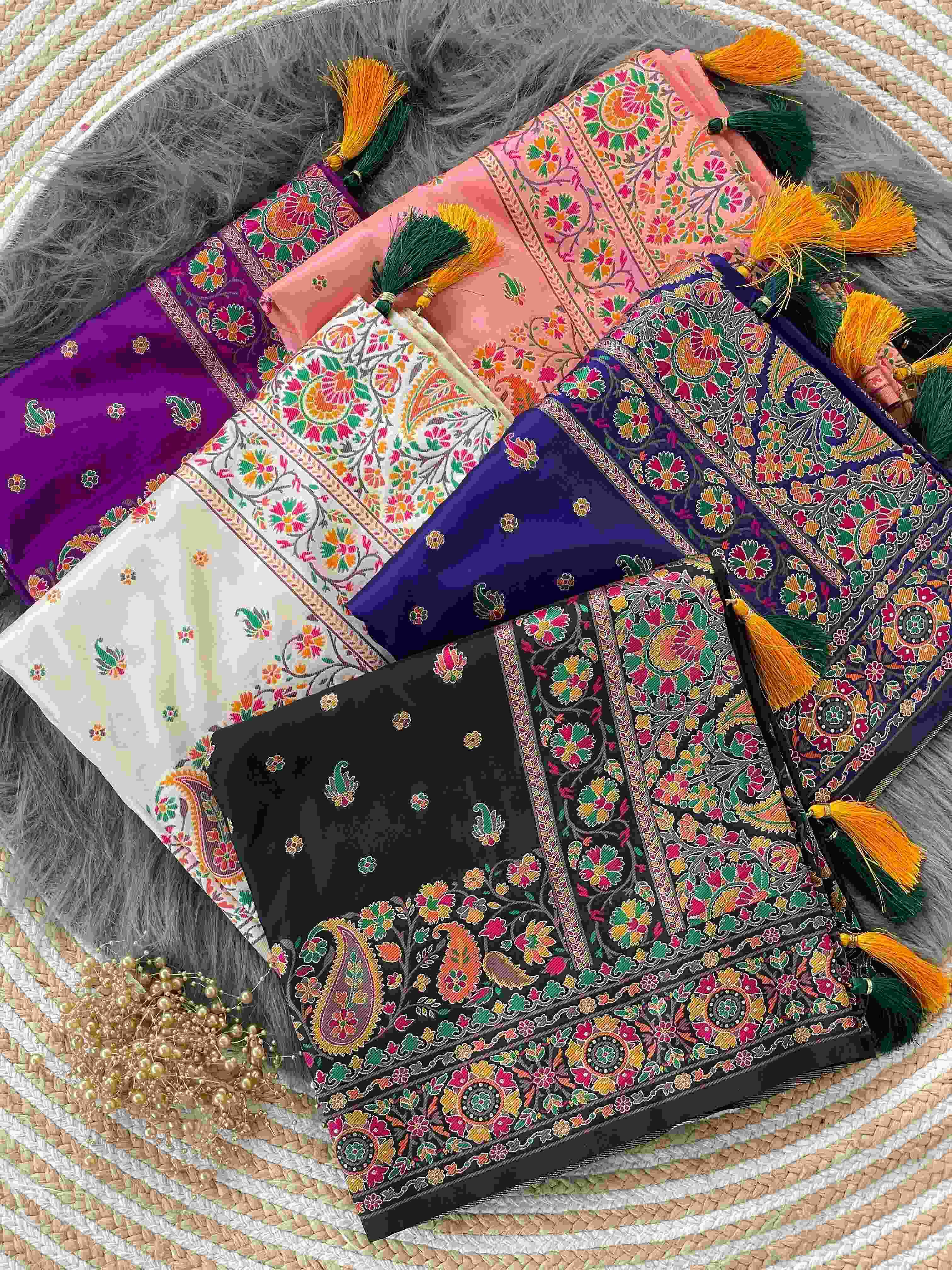 Ynf Pashmina KESH248 RVV04 Sarees Wholesale Designer Sarees Kashmiri Sarees Silk Sarees Manufacturer