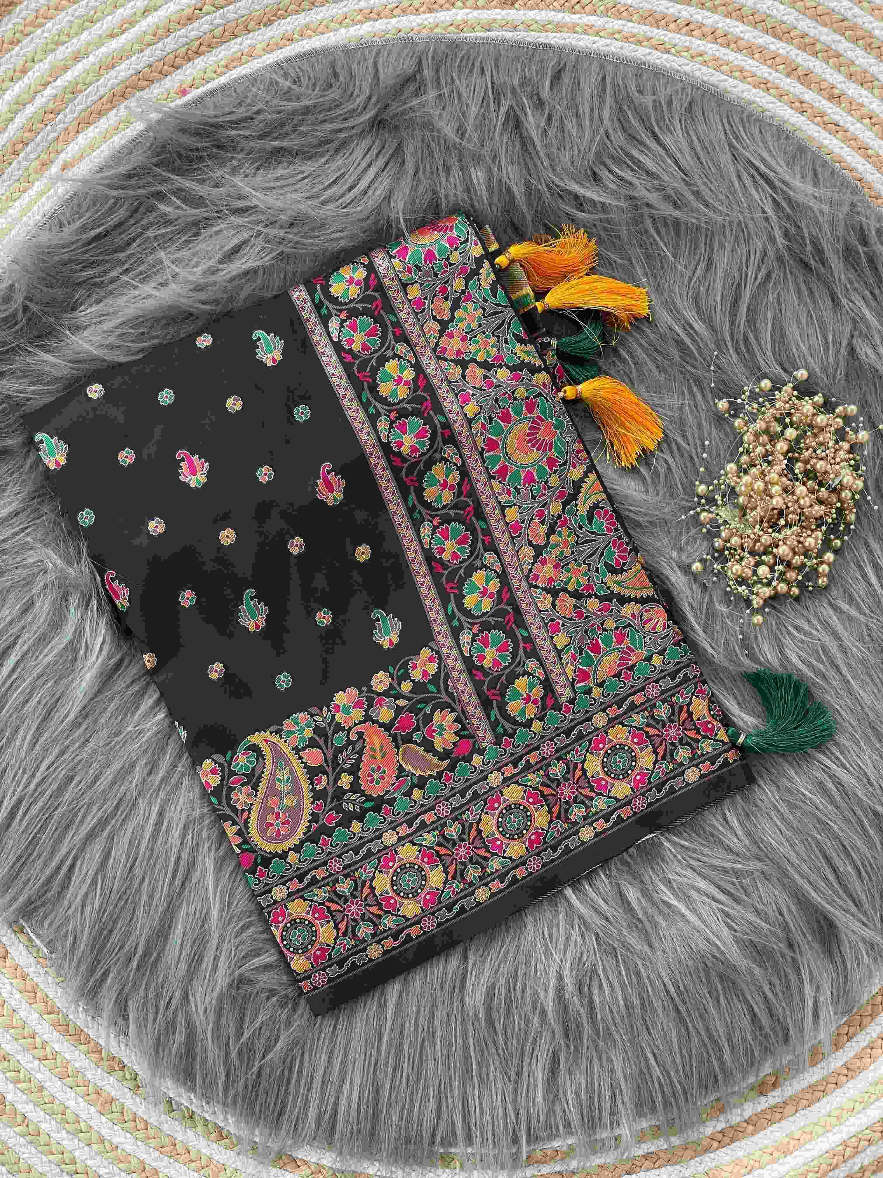 Ynf Pashmina KESH248 RVV04 Sarees Wholesale Designer Sarees Kashmiri Sarees Silk Sarees Manufacturer