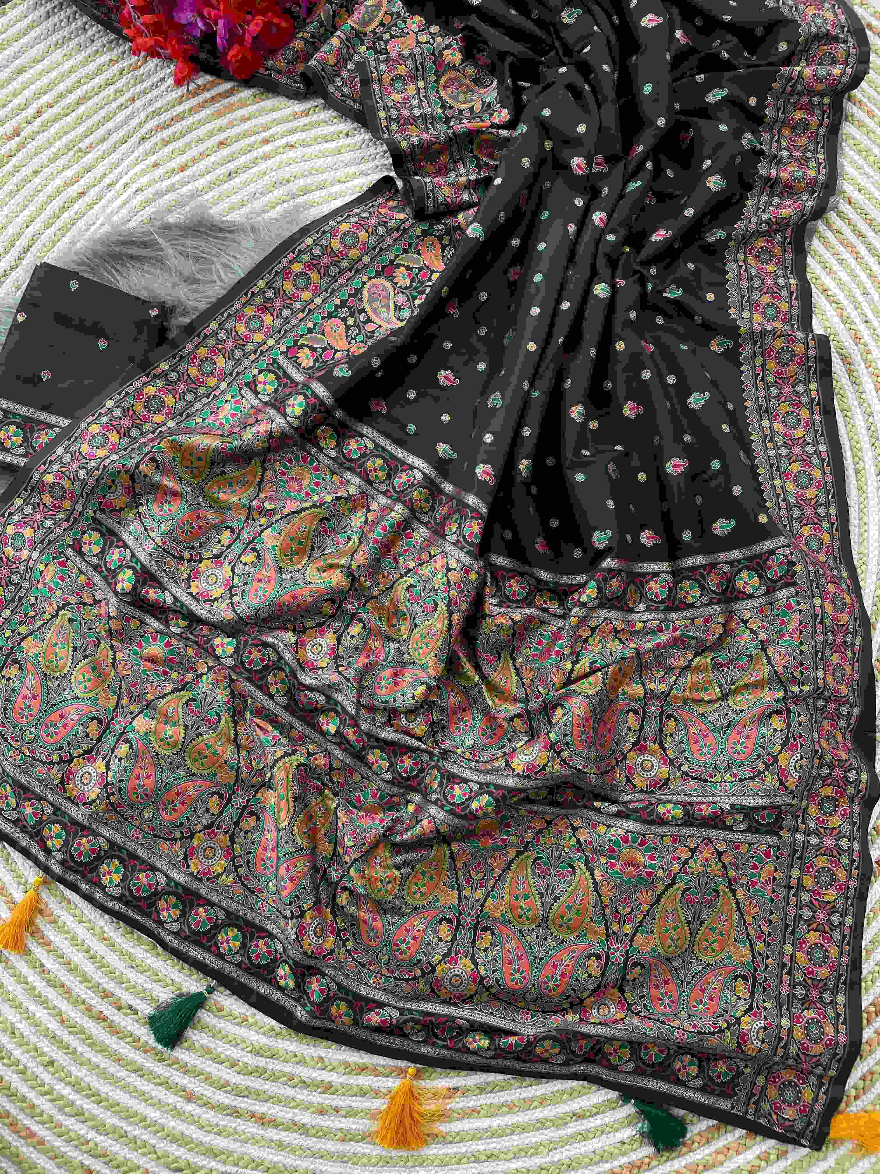 Ynf Pashmina KESH248 RVV04 Sarees Wholesale Designer Sarees Kashmiri Sarees Silk Sarees Manufacturer