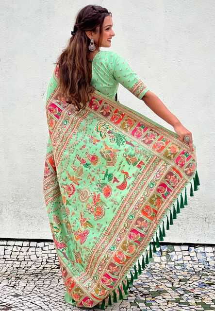 Ynf Pashmina RIN116 REW28 Silk Sarees Wholesale Designer Silk Sarees Zari Border Silk Sarees Kalamkari Silk Sarees Manufacturer