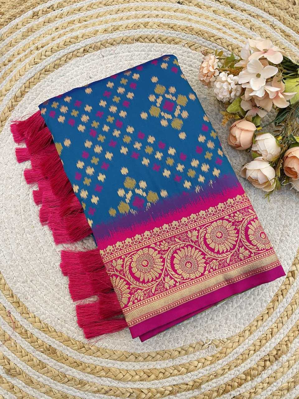 Ynf Patola Silk RIN116 IKKAT PATOLA Silk Sarees Wholesale Patola Sarees Ikkat Silk Sarees Zari Border Silk Sarees Manufacturer