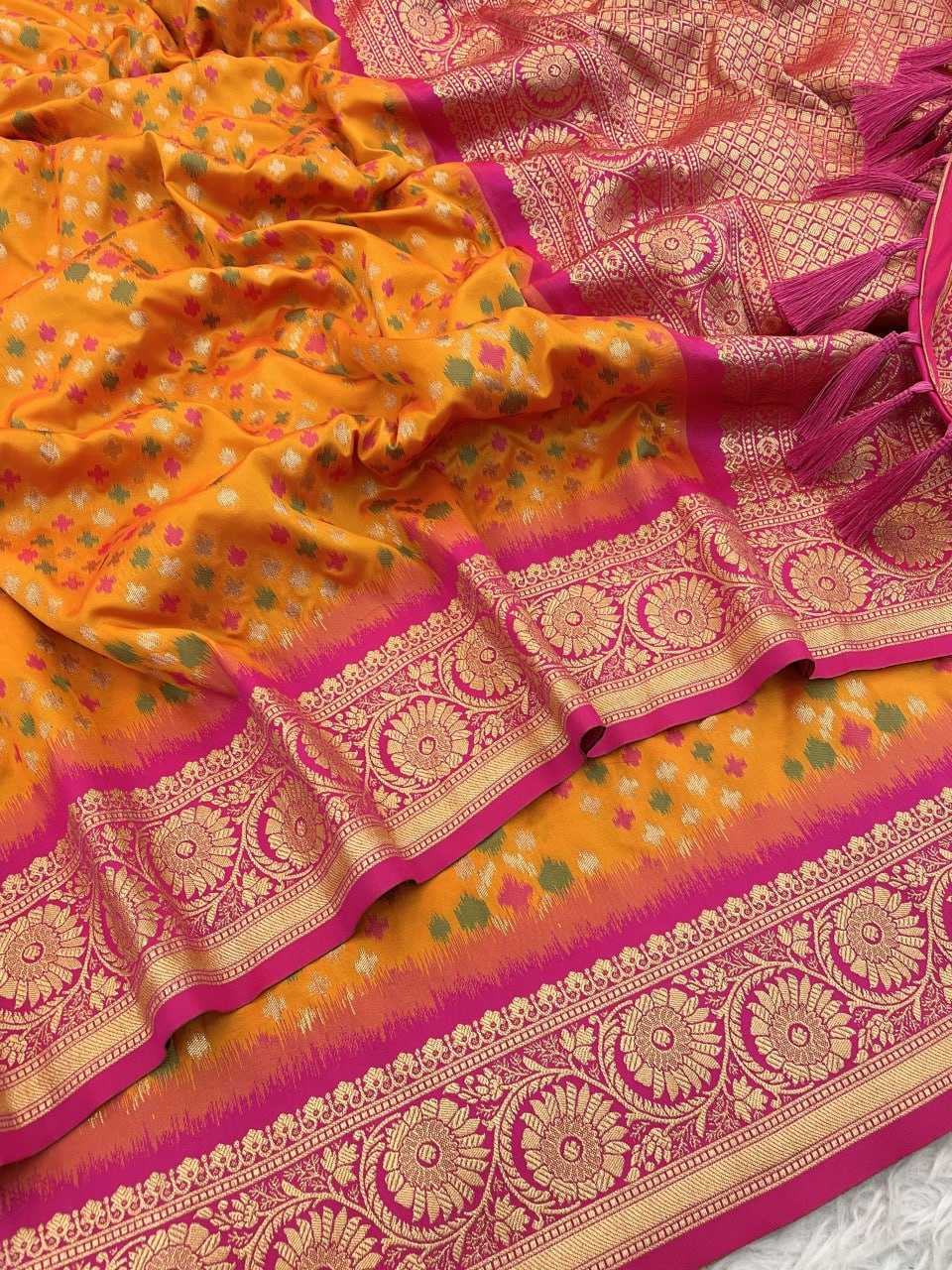 Ynf Patola Silk RIN116 IKKAT PATOLA Silk Sarees Wholesale Patola Sarees Ikkat Silk Sarees Zari Border Silk Sarees Manufacturer