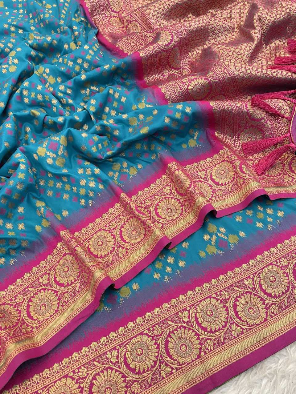 Ynf Patola Silk RIN116 IKKAT PATOLA Silk Sarees Wholesale Patola Sarees Ikkat Silk Sarees Zari Border Silk Sarees Manufacturer