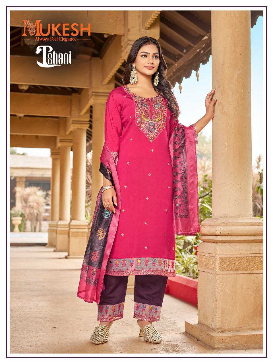 Ynf Premium Roman Silk KESH246 ISHANI Suits & Dresses Wedding Collections Festive Collections Wholesale Embroidery Suits Ladies Silk Suit Silk Suits Manufacturer