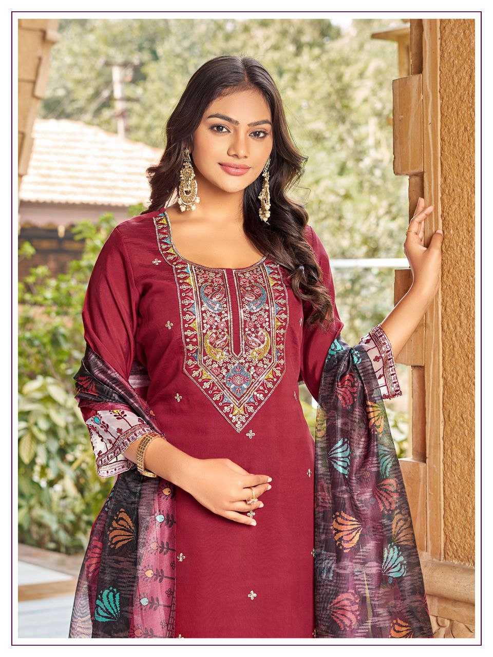 Ynf Premium Roman Silk KESH246 ISHANI Suits & Dresses Wedding Collections Festive Collections Wholesale Embroidery Suits Ladies Silk Suit Silk Suits Manufacturer