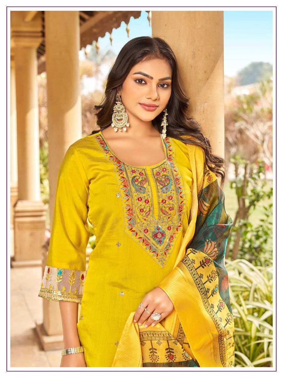 Ynf Premium Roman Silk KESH246 ISHANI Suits & Dresses Wedding Collections Festive Collections Wholesale Embroidery Suits Ladies Silk Suit Silk Suits Manufacturer