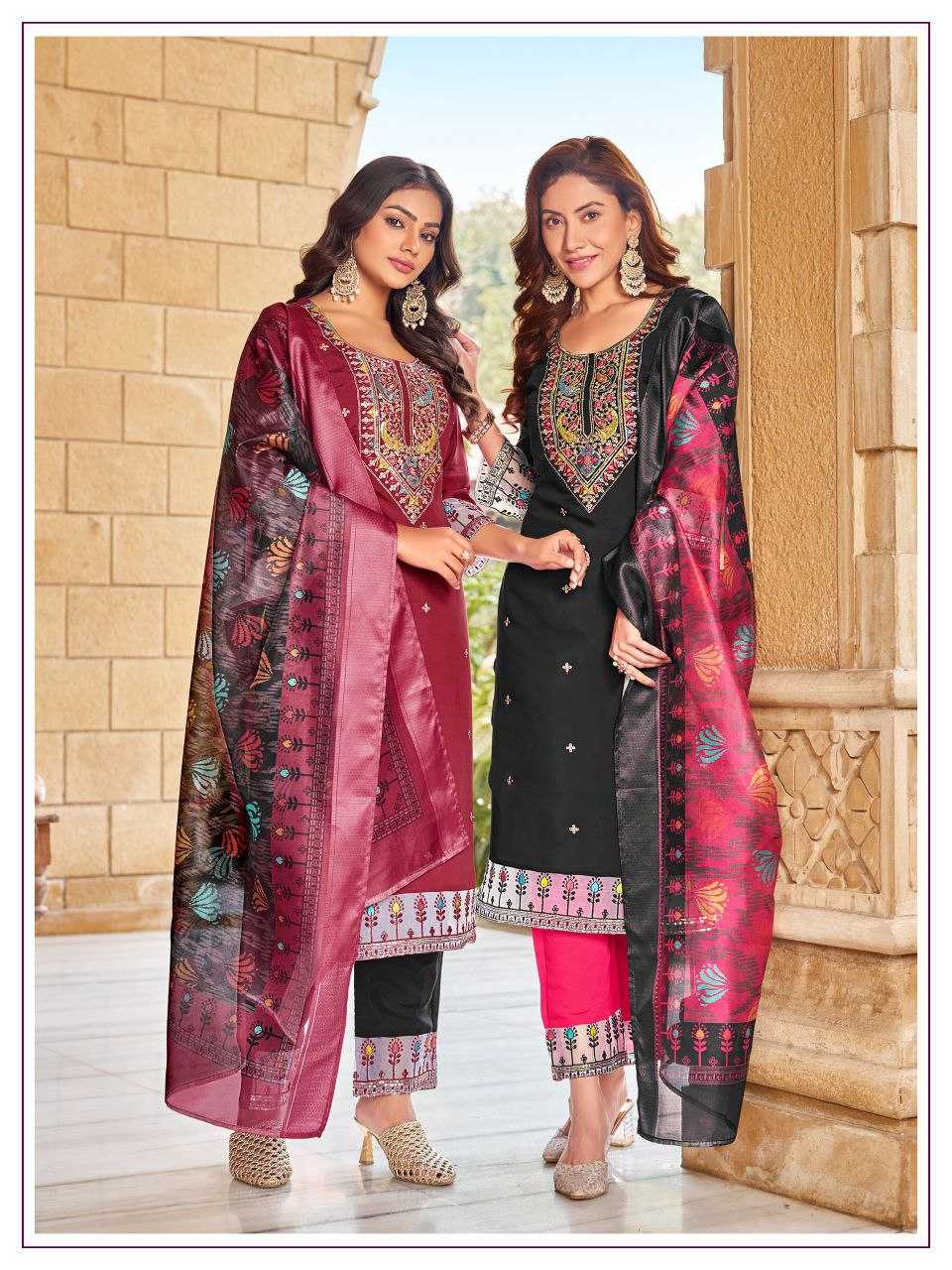 Ynf Premium Roman Silk KESH246 ISHANI Suits & Dresses Wedding Collections Festive Collections Wholesale Embroidery Suits Ladies Silk Suit Silk Suits Manufacturer