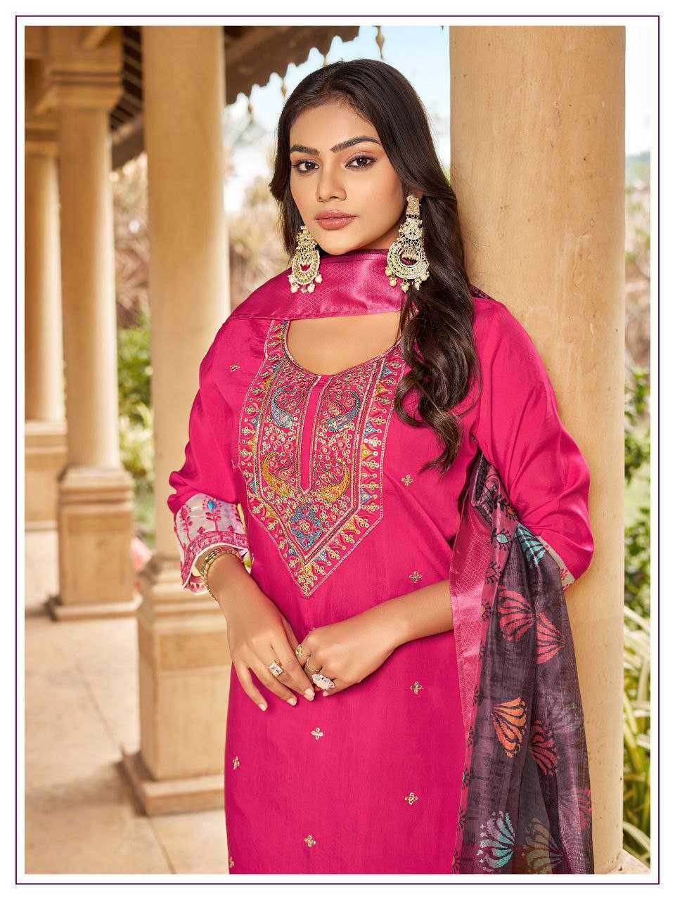 Ynf Premium Roman Silk KESH246 ISHANI Suits & Dresses Wedding Collections Festive Collections Wholesale Embroidery Suits Ladies Silk Suit Silk Suits Manufacturer