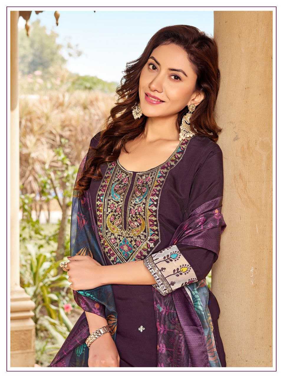 Ynf Premium Roman Silk KESH246 ISHANI Suits & Dresses Wedding Collections Festive Collections Wholesale Embroidery Suits Ladies Silk Suit Silk Suits Manufacturer