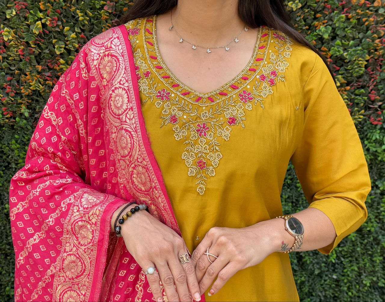 Ynf Premium Roman Silk RIN137 364 Suits & Dresses Wholesale Ladies Silk Suit Yellow Salwar Suit Handwork Suits Manufacturer