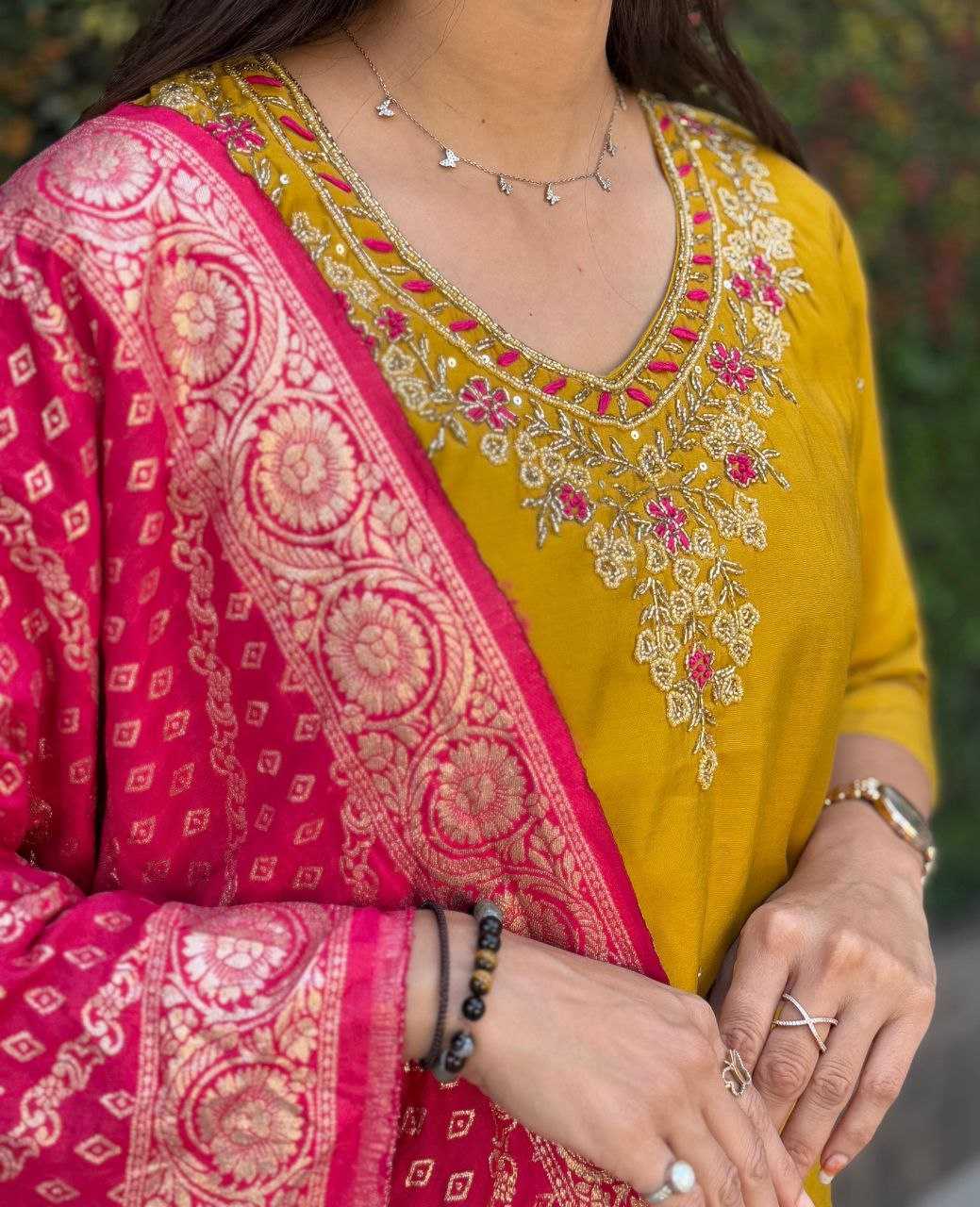 Ynf Premium Roman Silk RIN137 364 Suits & Dresses Wholesale Ladies Silk Suit Yellow Salwar Suit Handwork Suits Manufacturer