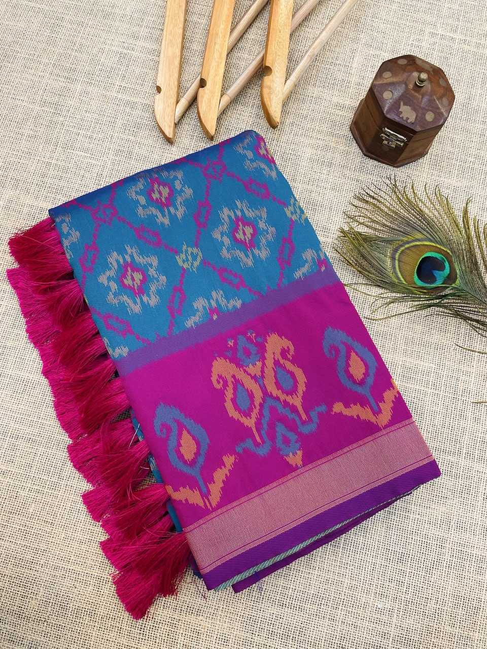 Ynf Premium Silk RIN116 SATRANGI PATOLA Silk Sarees Wholesale Brocade Sarees Patola Sarees Ikkat Silk Sarees Manufacturer