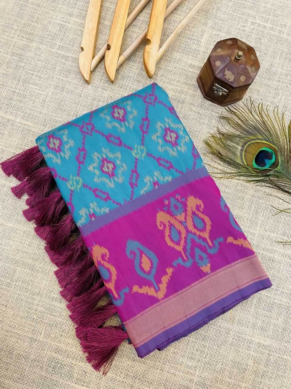 Ynf Premium Silk RIN116 SATRANGI PATOLA Silk Sarees Wholesale Brocade Sarees Patola Sarees Ikkat Silk Sarees Manufacturer