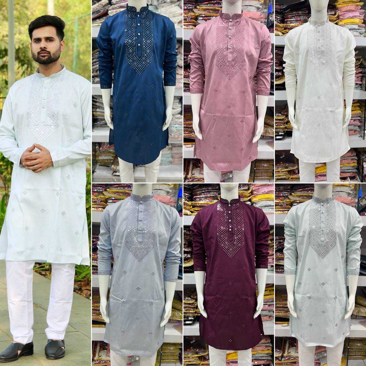 Ynf Premium Silk RIN125 INL03 Mens Wear Diwali Collections Festive Collections Wholesale Mens Kurta Pyjama Silk Kurta Embroidered Kurta Pajama Manufacturer