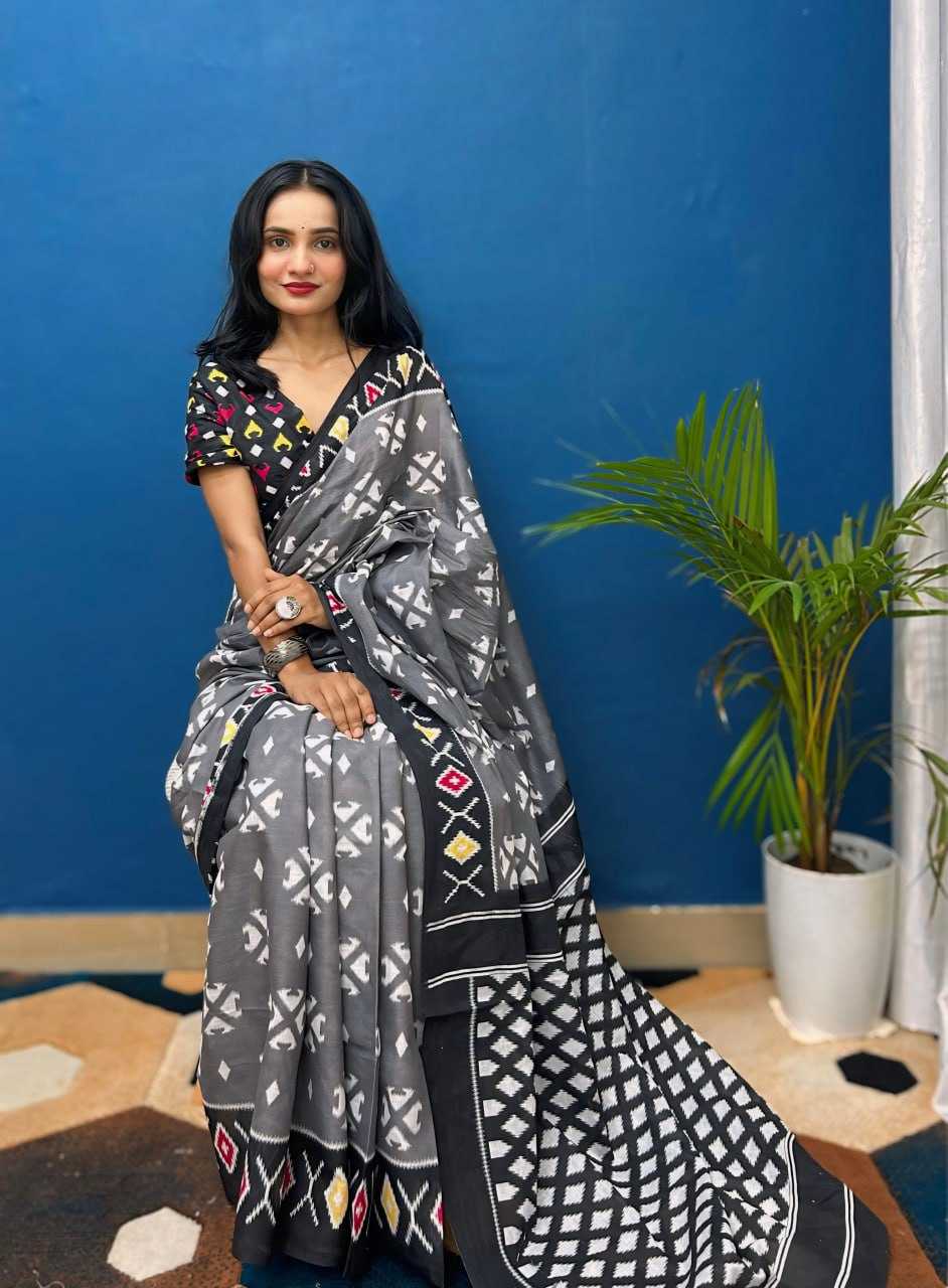 Ynf Pure Cotton KESH244 IKKAT CHOICE Sarees Wholesale Printed Sarees Ikkat Saree Cotton Sarees Manufacturer