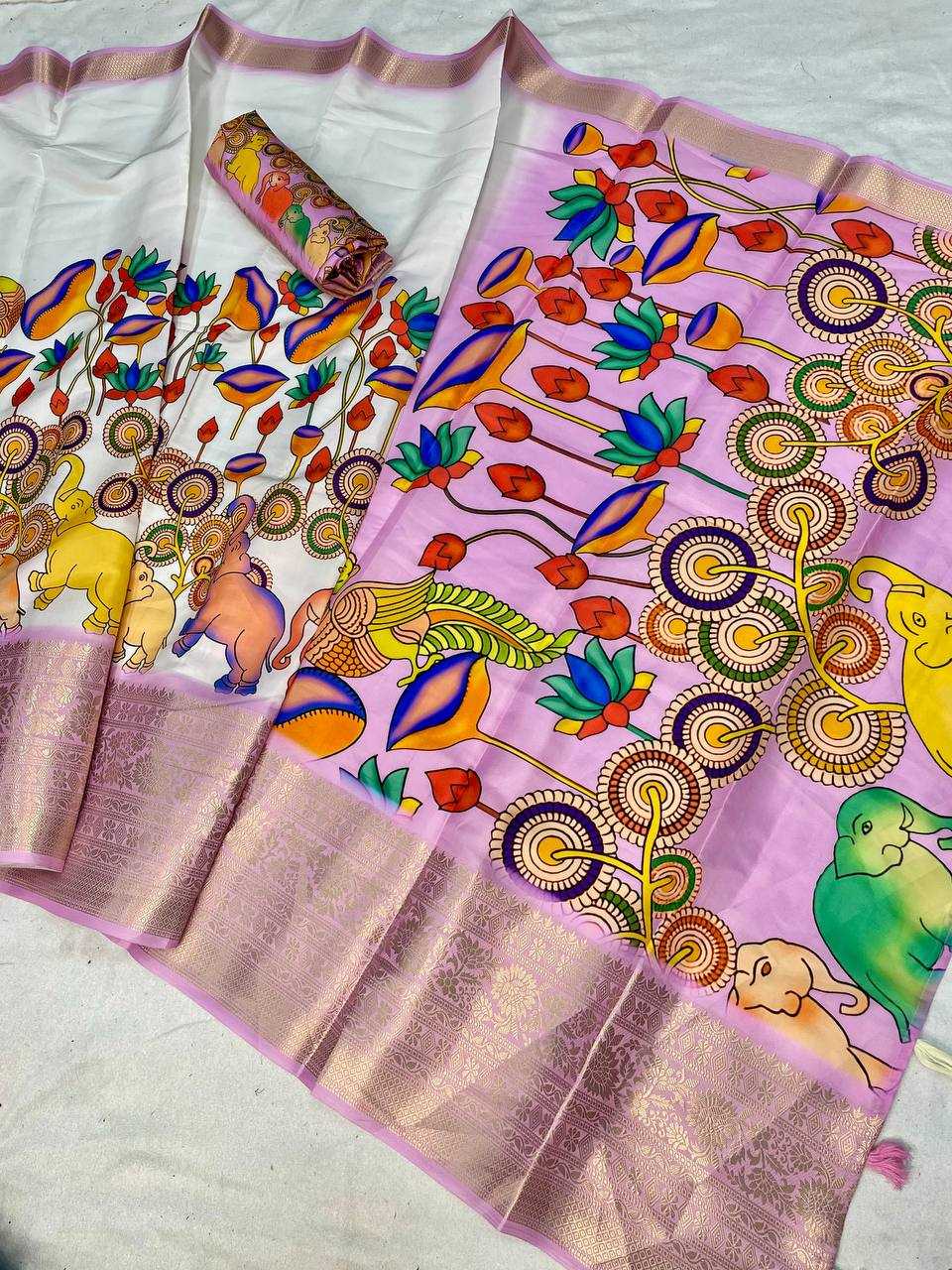 Ynf Pure Silk RIN124 Kalamkari Elephant Silk-2 Silk Sarees Wedding Collections Festive Collections Wholesale Printed Silk Saree Pure Silk Sarees Kalamkari Silk Sarees Manufacturer