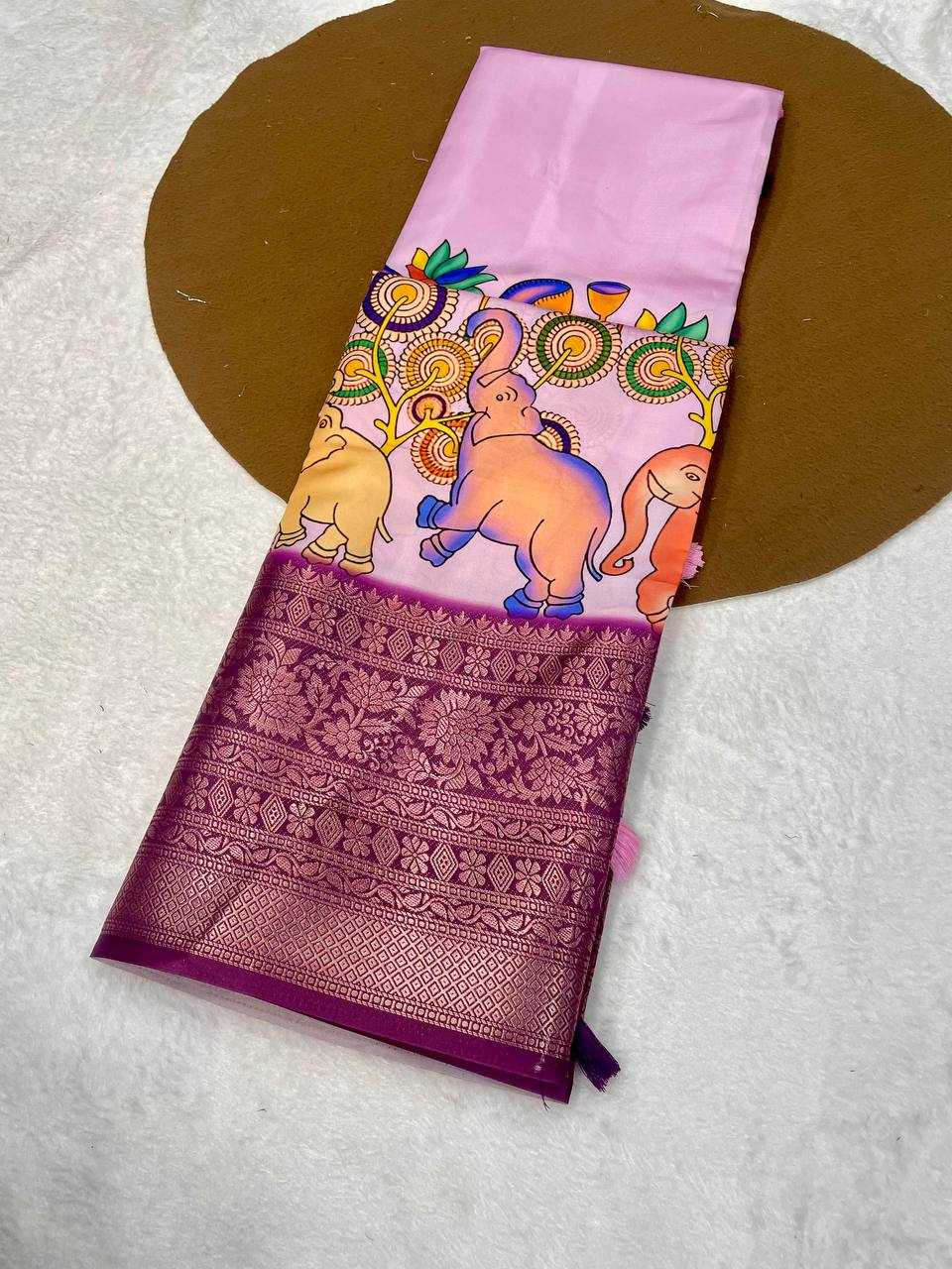 Ynf Pure Silk RIN124 Kalamkari Elephant Silk-2 Silk Sarees Wedding Collections Festive Collections Wholesale Printed Silk Saree Pure Silk Sarees Kalamkari Silk Sarees Manufacturer