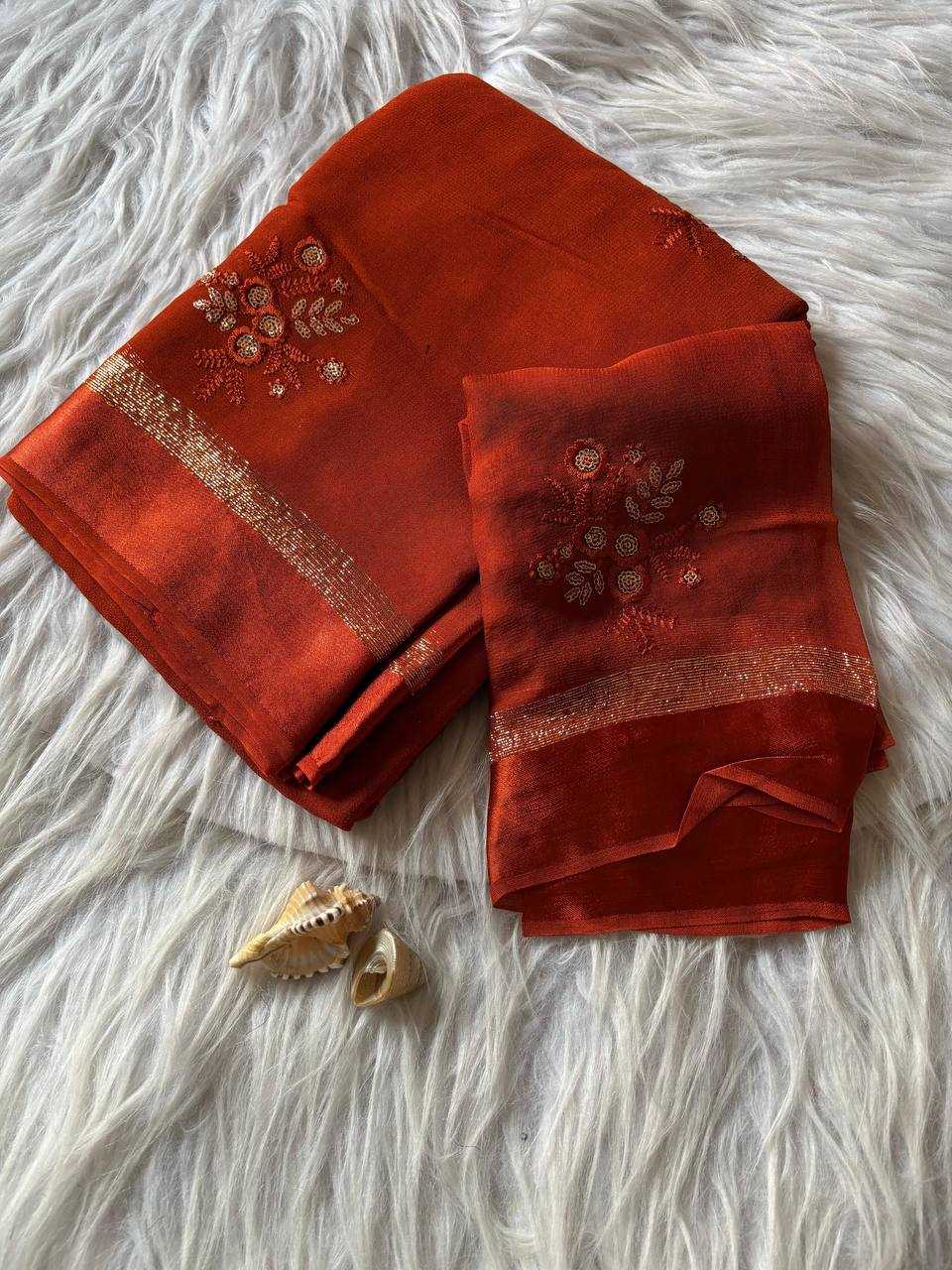 Ynf Pure Viscos RIN124 Viscose Flower Butta Sarees Wedding Collections Festive Collections Wholesale Georgette Sarees Viscose Saree Festive Sarees Manufacturer