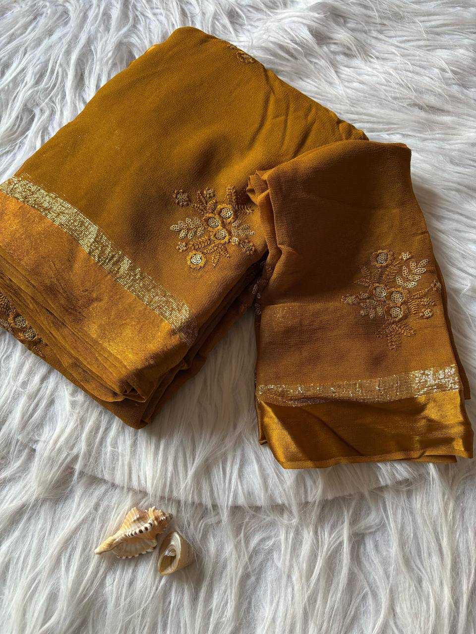 Ynf Pure Viscos RIN124 Viscose Flower Butta Sarees Wedding Collections Festive Collections Wholesale Georgette Sarees Viscose Saree Festive Sarees Manufacturer