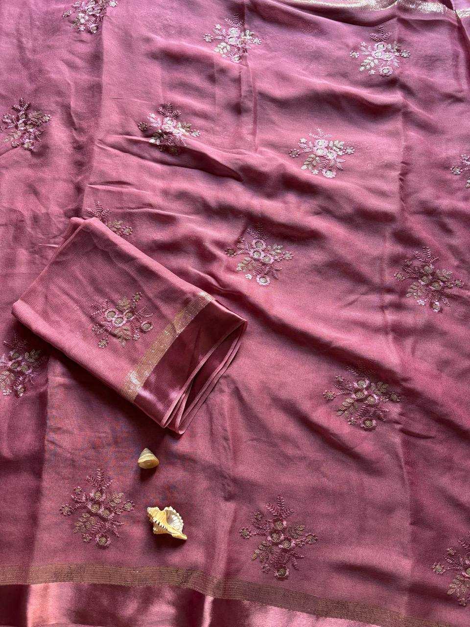 Ynf Pure Viscos RIN124 Viscose Flower Butta Sarees Wedding Collections Festive Collections Wholesale Georgette Sarees Viscose Saree Festive Sarees Manufacturer