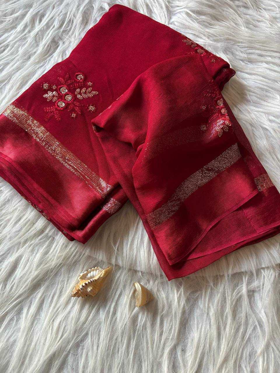 Ynf Pure Viscos RIN124 Viscose Flower Butta Sarees Wedding Collections Festive Collections Wholesale Georgette Sarees Viscose Saree Festive Sarees Manufacturer