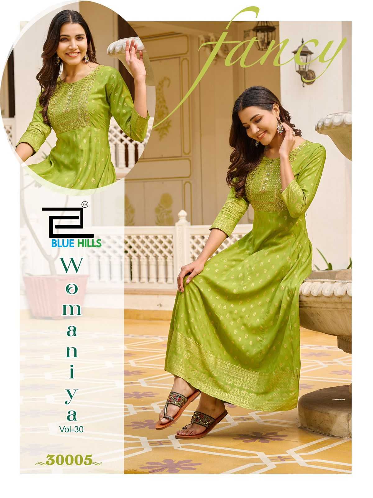 Ynf Rayon KESH443 BLUE HILLS-Womaniya VOL 30 Setwise Collections Wholesale Gowns Catalogs Manufacturer