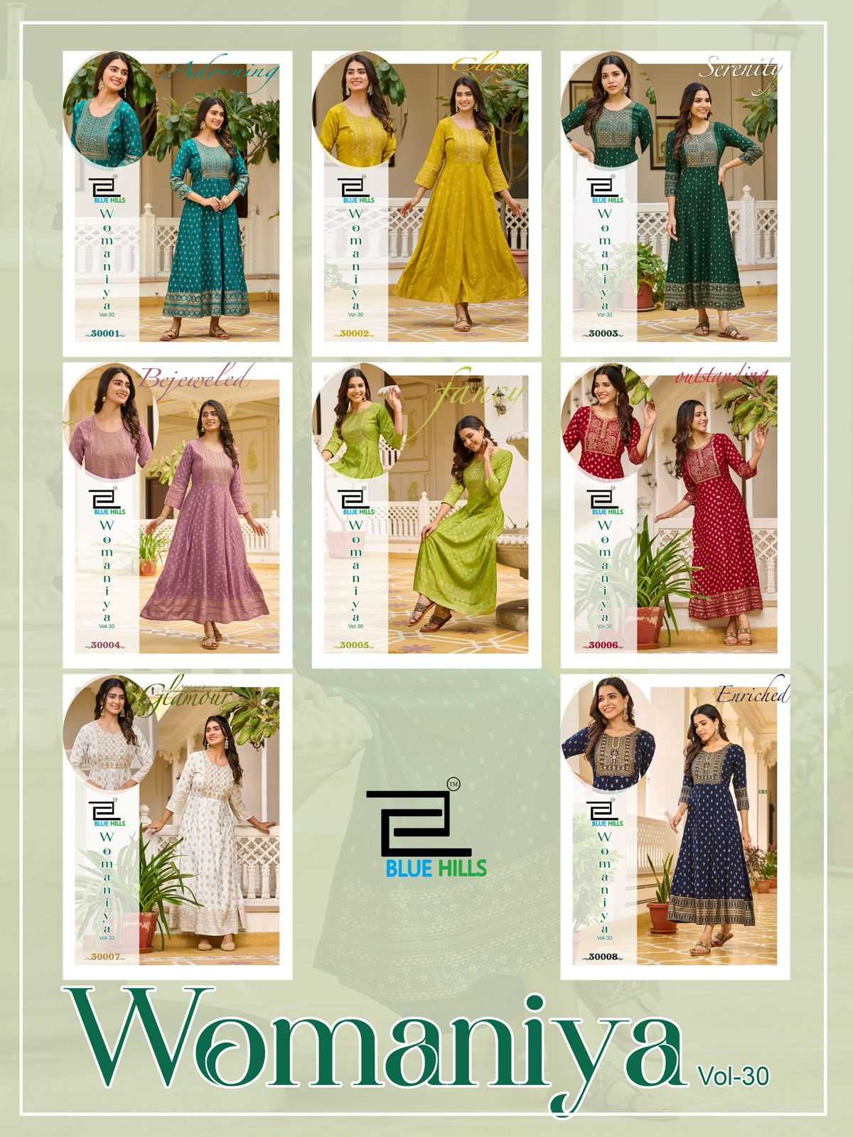 Ynf Rayon KESH443 BLUE HILLS-Womaniya VOL 30 Setwise Collections Wholesale Gowns Catalogs Manufacturer