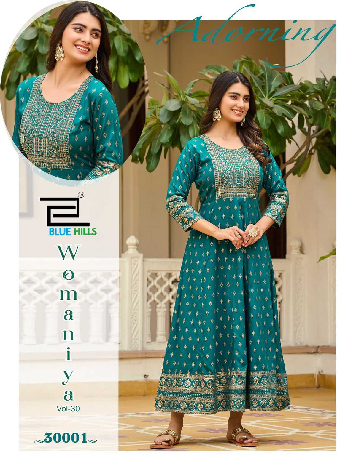 Ynf Rayon KESH443 BLUE HILLS-Womaniya VOL 30 Setwise Collections Wholesale Gowns Catalogs Manufacturer